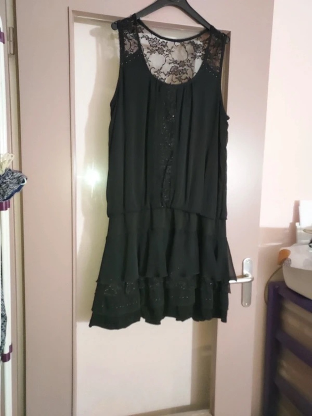 Black Lace-Accent Midi Dress - Women's Sleeveless Layered Dress